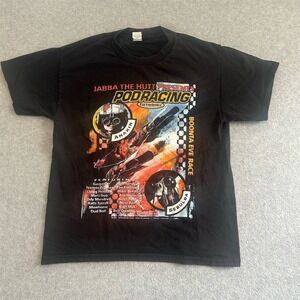 Vintage Star Wars Episode I Podracing T-Shirt Boys L Black Graphic Tee